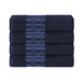 Larissa Cotton Geometric Embroidered Border Bath Towels, Set of 4 - NavyBlue