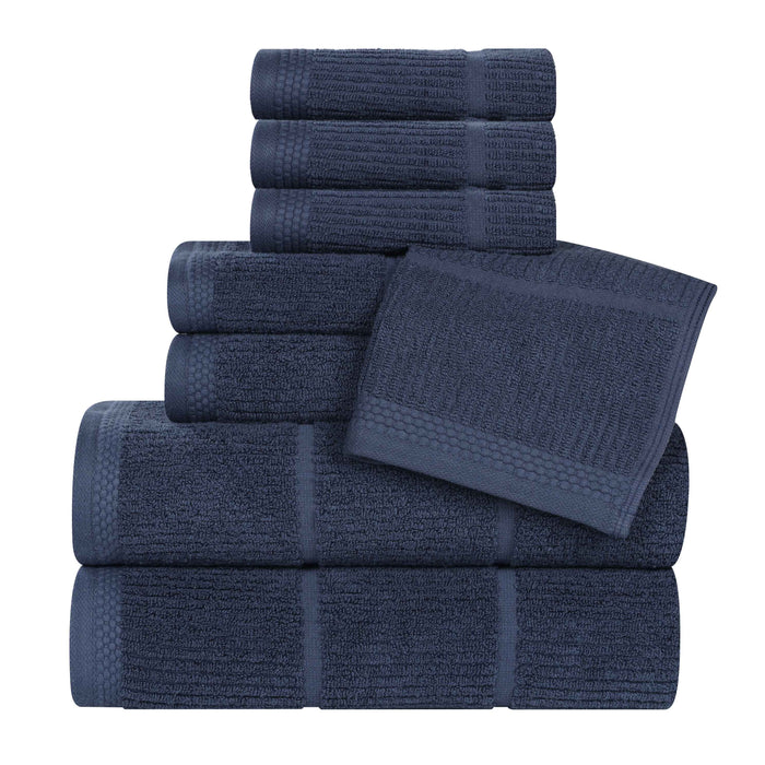 Milo Smart Twist Cotton Solid Ribbed Design 8 Piece Towel Set