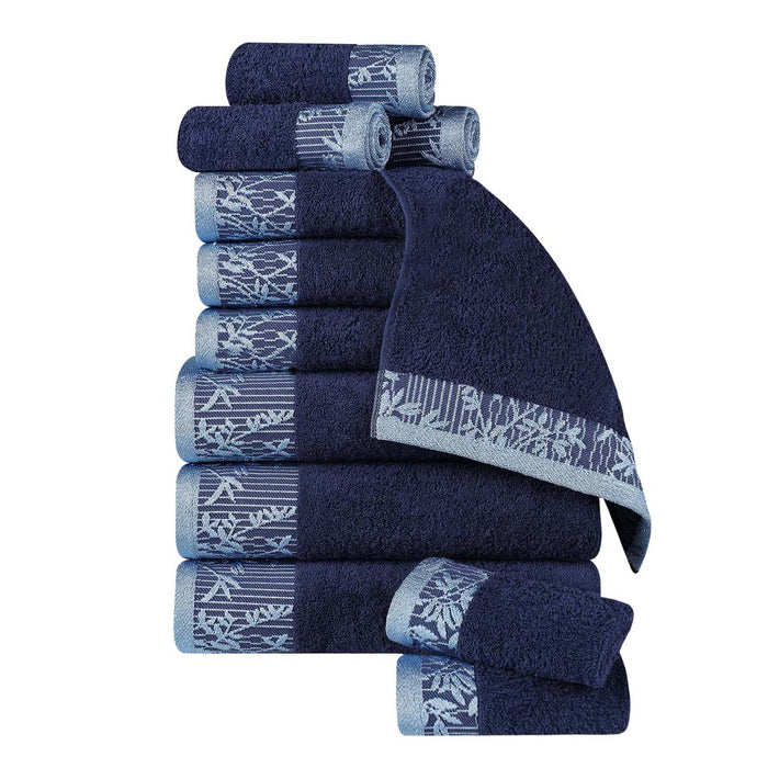 Wisteria Cotton Floral Embroidered Jacquard 12-Piece Towel Set