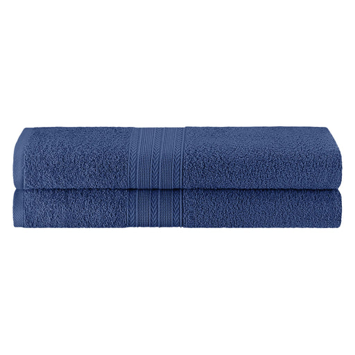 Cotton Eco Friendly 2 Piece Solid Bath Sheet Towel Set - Navy Blue