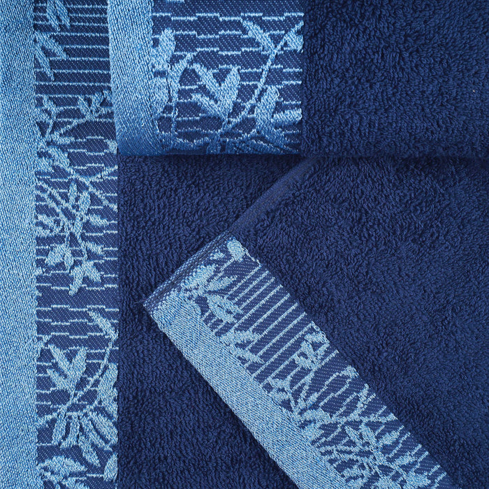 Wisteria Cotton Decorative 6 Piece Towel Set - NavyBlue