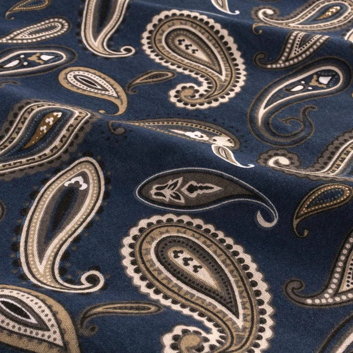 Cotton Flannel Paisley 2 Piece Pillowcase Set - Navy Blue