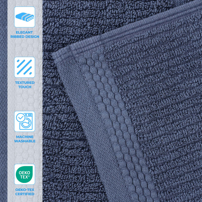 Milo Smart Twist Cotton Solid Ribbed Design Bath Towels, Set of 2