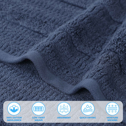 Mika Smart Twist Cotton Solid Vertical Ribbed Bath Towels, Set of 2 - Blue Nile Mills