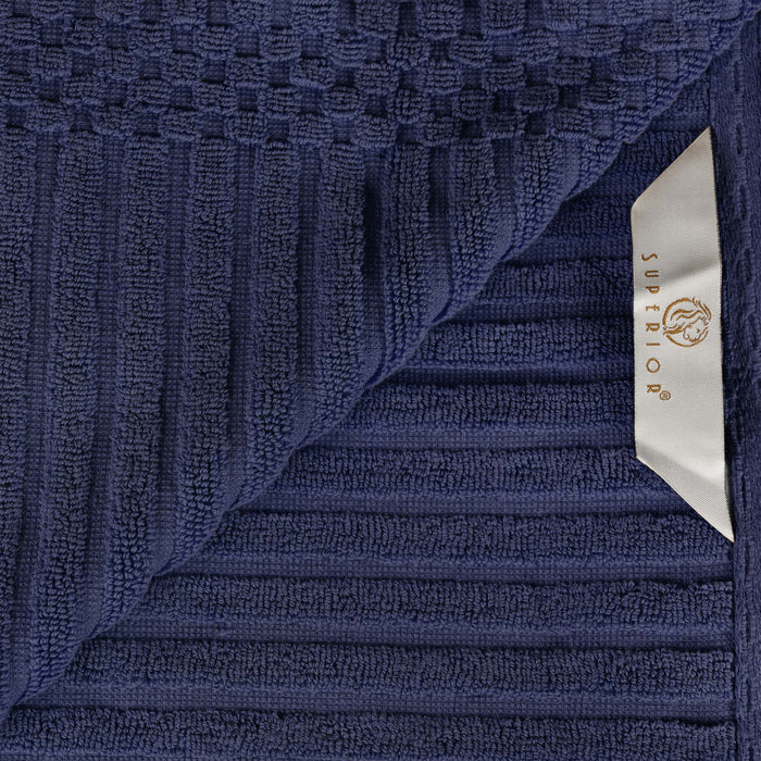 Soho Ribbed Textured Cotton Ultra-Absorbent Bath Sheet / Bath Towel Set - Navy Blue