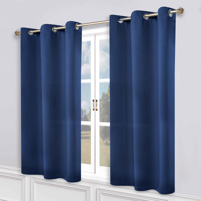 Solid Machine Washable Room Darkening Blackout Curtains, Set of 2