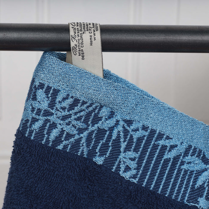 Wisteria Cotton Decorative 6 Piece Towel Set - NavyBlue