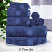 Egyptian Cotton Pile Plush Heavyweight Absorbent 8 Piece Towel Set - Navy Blue