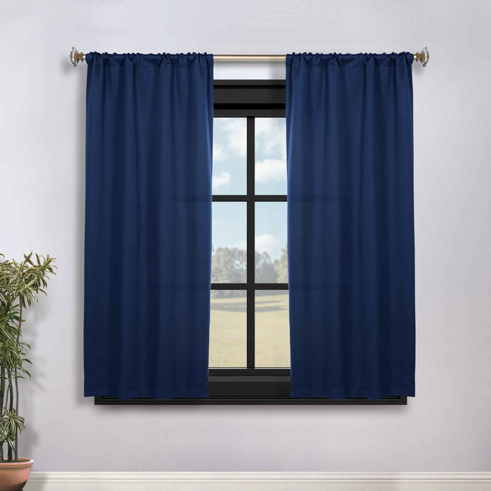 Solid Machine Washable Room Darkening Blackout Curtains, Set of 2