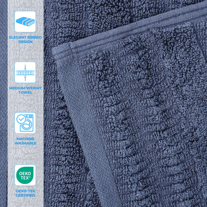 Mika Smart Twist Cotton Solid Vertical Ribbed Bath Towels, Set of 2 - Blue Nile Mills