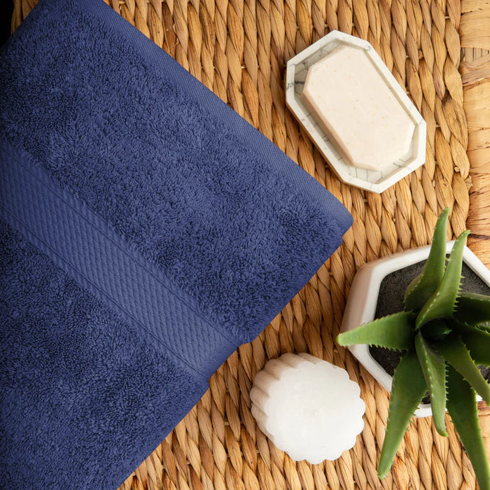 Egyptian Cotton Pile Solid 10-Piece Towel Set - NavyBlue