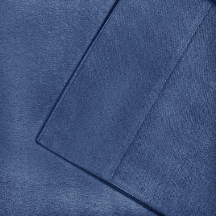 Flannel Cotton Modern Solid Deep Pocket Bed Sheet Set - NavyBlue