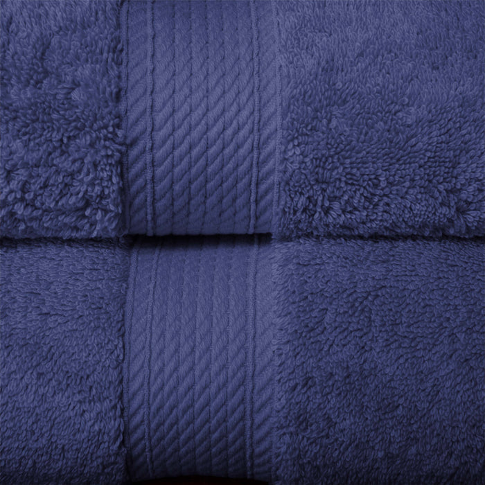 Egyptian Cotton Pile Plush Heavyweight Bath Towel Set of 2 - Navy Blue