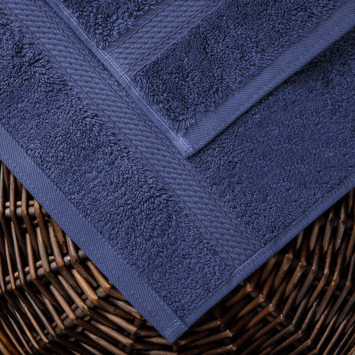 Egyptian Cotton Pile Plush Heavyweight Absorbent Bath Sheet Set of 2 - Navy Blue