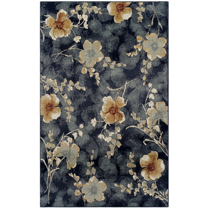Fiore Modern Floral Abstract Indoor Area Rug - NavyBlue
