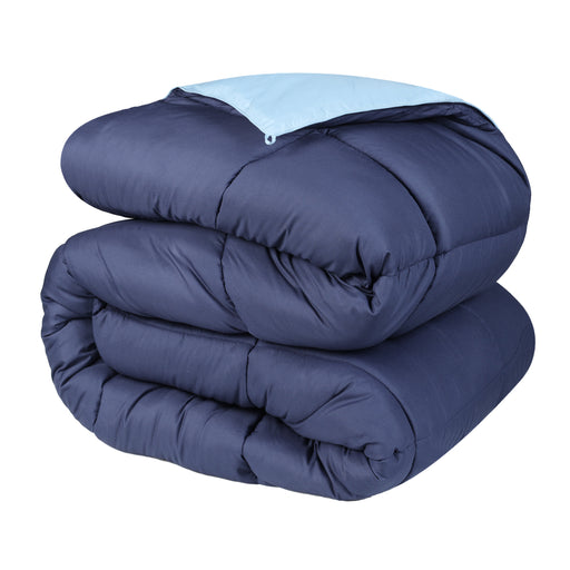 Brushed Microfiber Reversible Comforter - Navy Blue/Light Blue