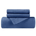 Flannel Solid Duvet Cover and Pillow Sham Set  - Navy Blue