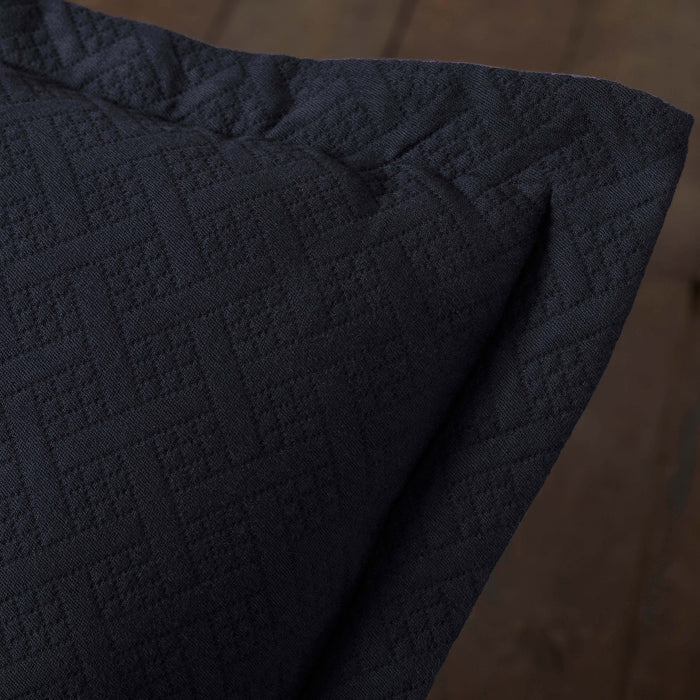 Basket Weave Matelasse Cotton Bedspread Set - NavyBlue