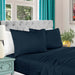 1000 Thread Count Egyptian Cotton Bed Sheet Set Olympic Queen - NavyBlue