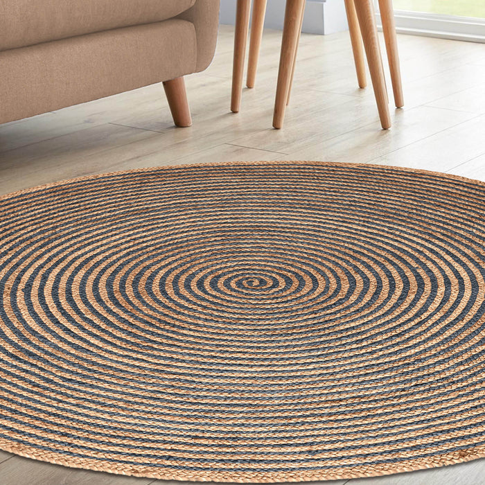 Braided Jute Reversible Handwoven Indoor Outdoor Area Rug - NavyBlue