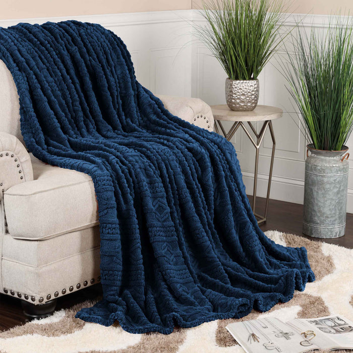 Arctic Boho Jacquard Plush Fleece Blanket