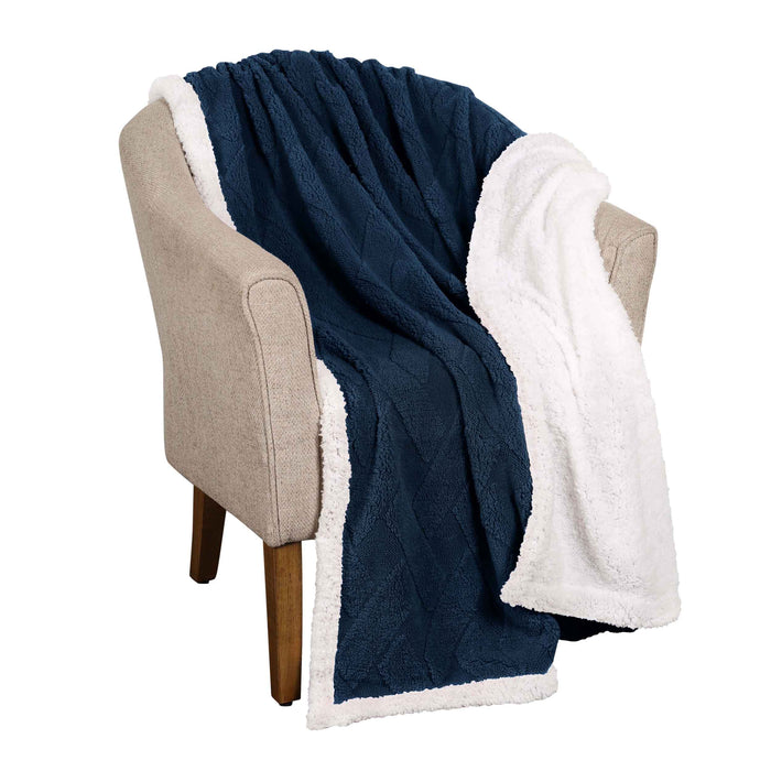 Nuuk Reversible Jacquard Lattice Plush Sherpa Fleece Blanket