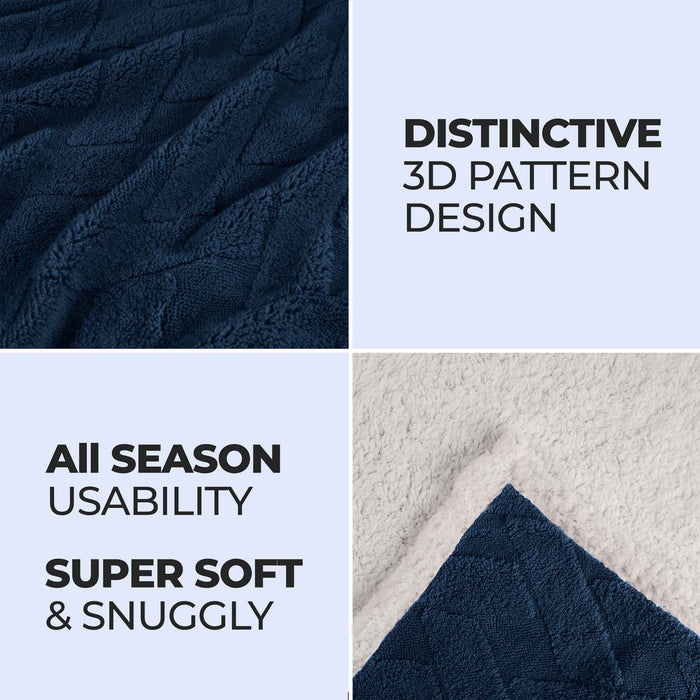 Nuuk Reversible Jacquard Lattice Plush Sherpa Fleece Blanket