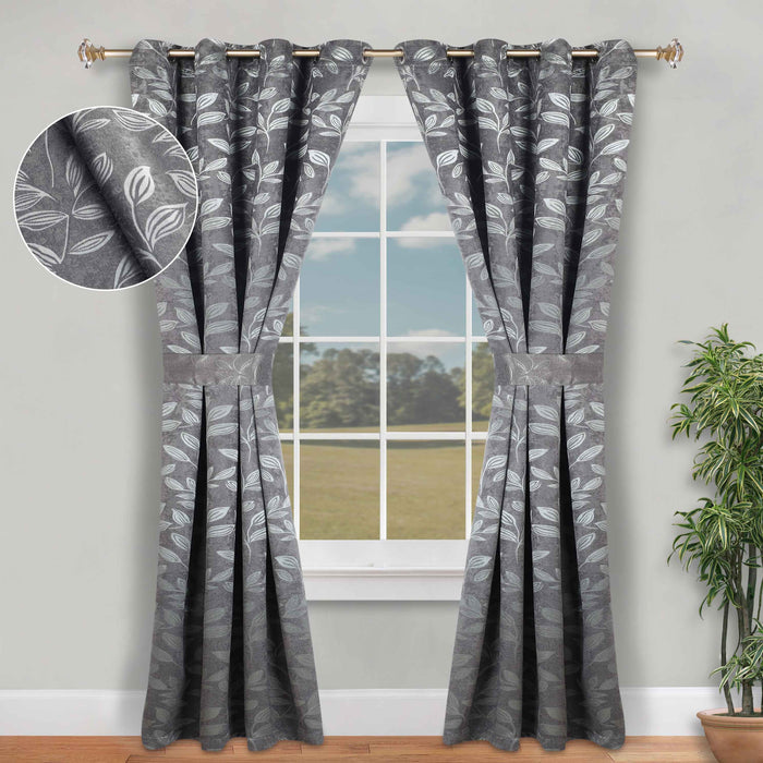 Leaves Machine Room Darkening Blackout Curtains, Set of 2