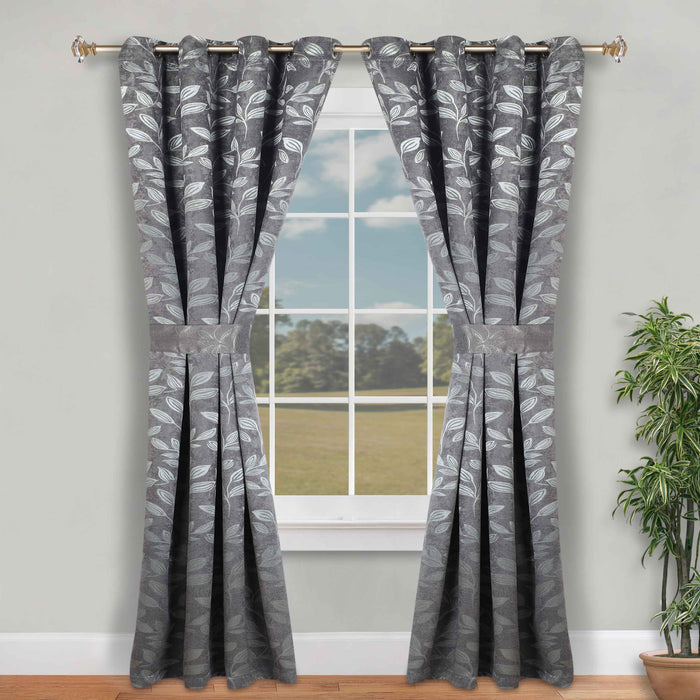 Leaves Machine Room Darkening Blackout Curtains, Set of 2