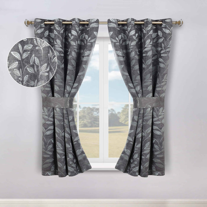 Leaves Machine Room Darkening Blackout Curtains, Set of 2