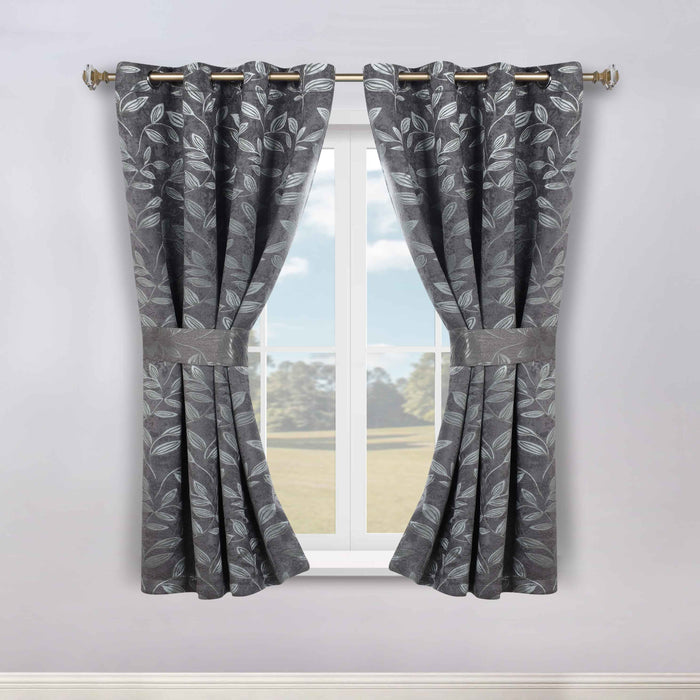 Leaves Machine Room Darkening Blackout Curtains, Set of 2