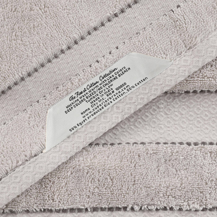 Niles Egypt Produced Giza Cotton Dobby Ultra-Plush 12 Piece Towel Set - Platinum