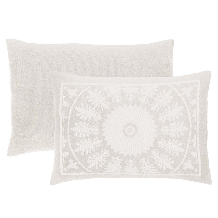 Traditional Medallion Cotton Blend Woven Jacquard Bedspread Set - OffWhite