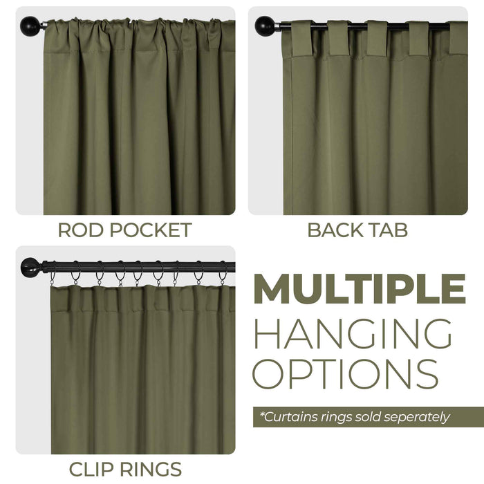 Solid Room Darkening Back Tabs Blackout Curtains, Set of 2