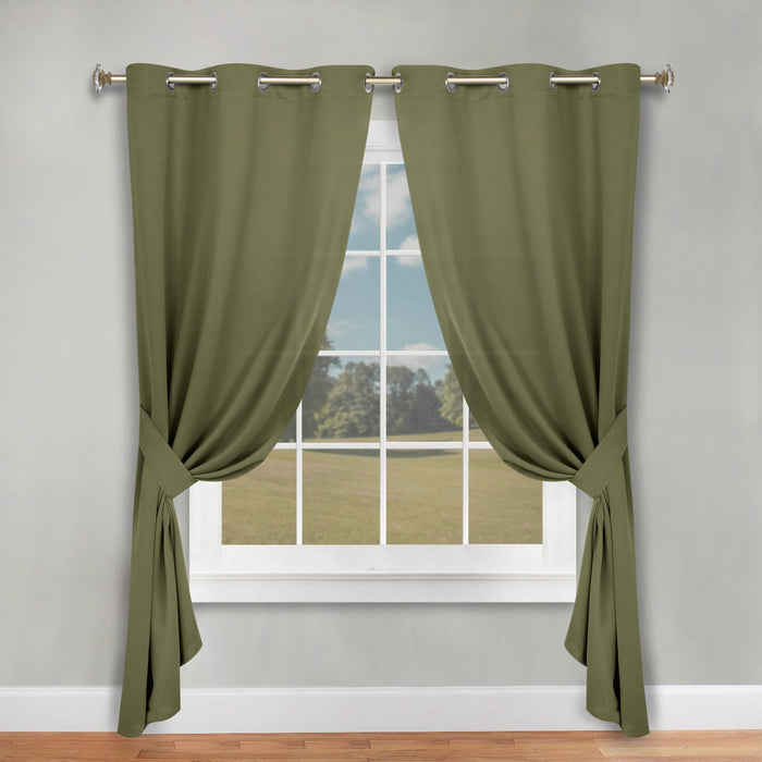 Solid Machine Washable Room Darkening Blackout Curtains, Set of 2 - OliveGreen