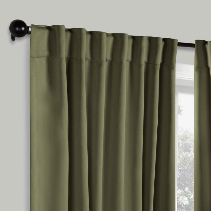 Solid Room Darkening Back Tabs Blackout Curtains, Set of 2