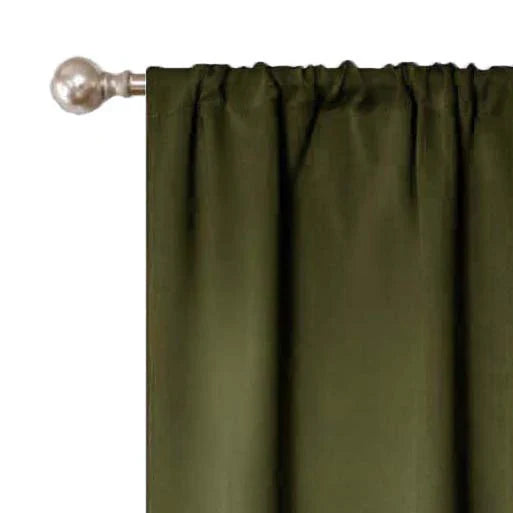 Rod Pocket Room Darkening Solid Blackout Curtains, Set of 2 - OliveGreen