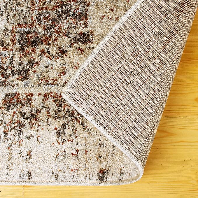 Ombre Distressed Medallion Indoor Area Rug Or Runner Rug - Cream