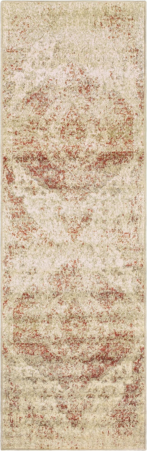 Ombre Distressed Medallion Indoor Area Rug Or Runner Rug - Cream