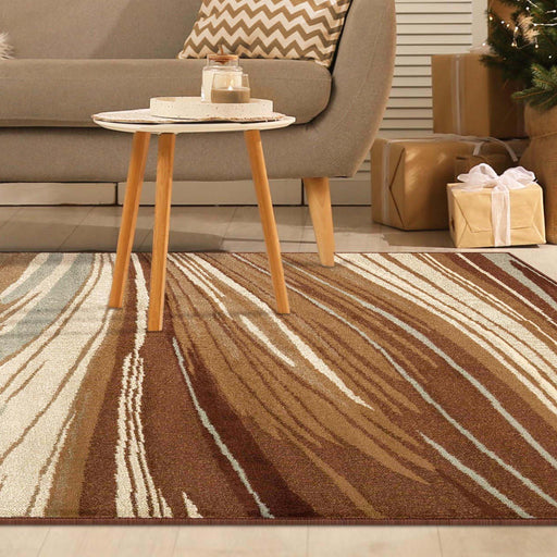 Modern Abstract Multi-Colored Indoor Area Rug or Runner Rug - Taupe