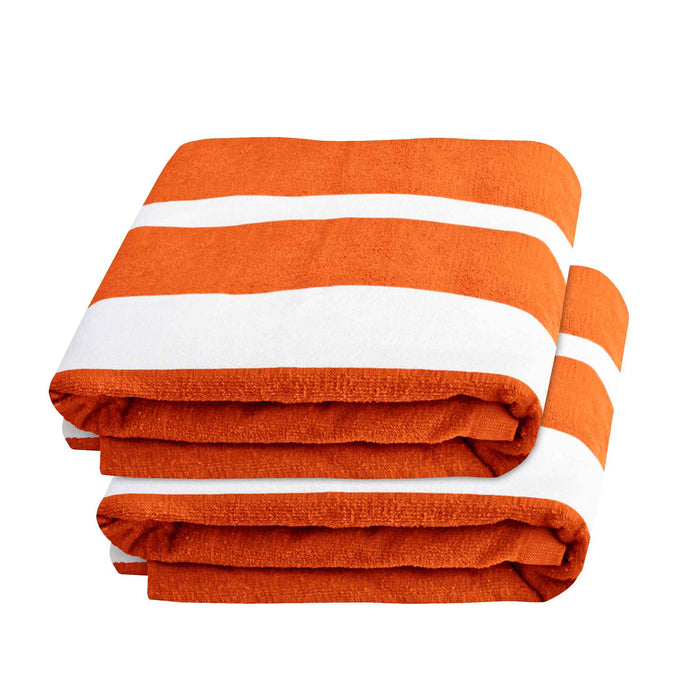 Cabana Striped Cotton Standard Size Towel / Chaise Lounge Chair Cover - Orange