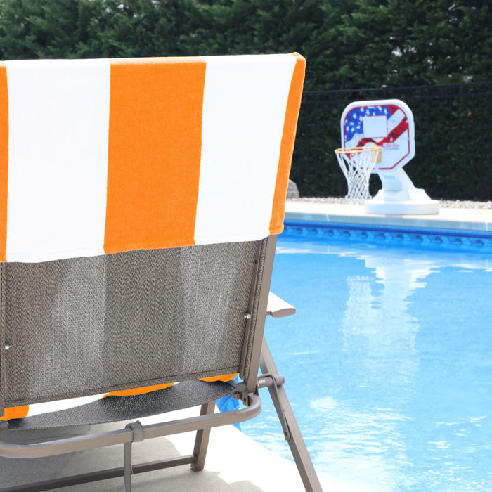 Cabana Striped Cotton Standard Size Towel / Chaise Lounge Chair Cover - Orange