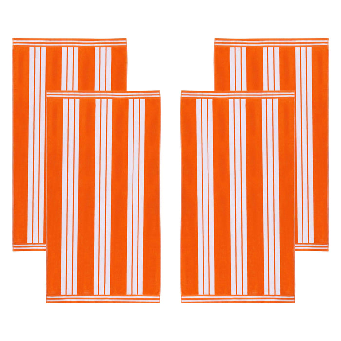 Cabana Stripe Oversized Cotton Beach Towel Set Of 2, 4, 6 - Orange