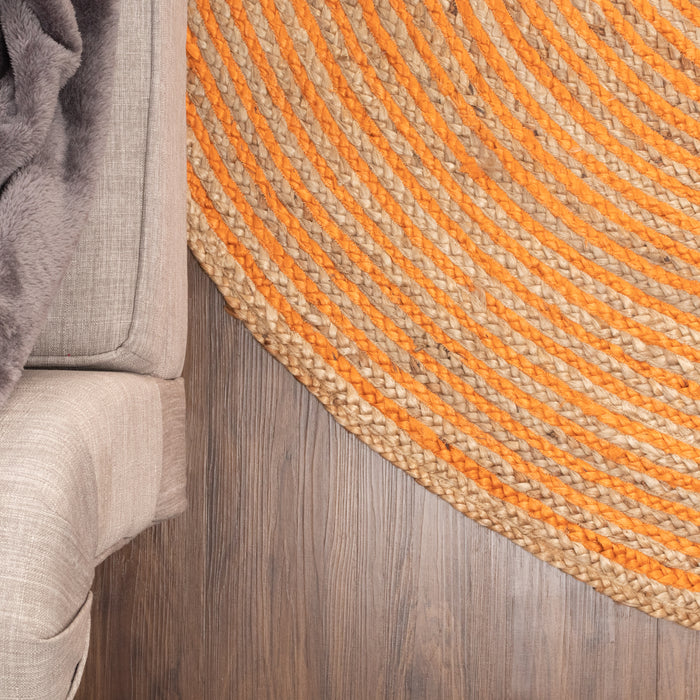 Braided Jute Reversible Handwoven Indoor Outdoor Area Rug - Orange