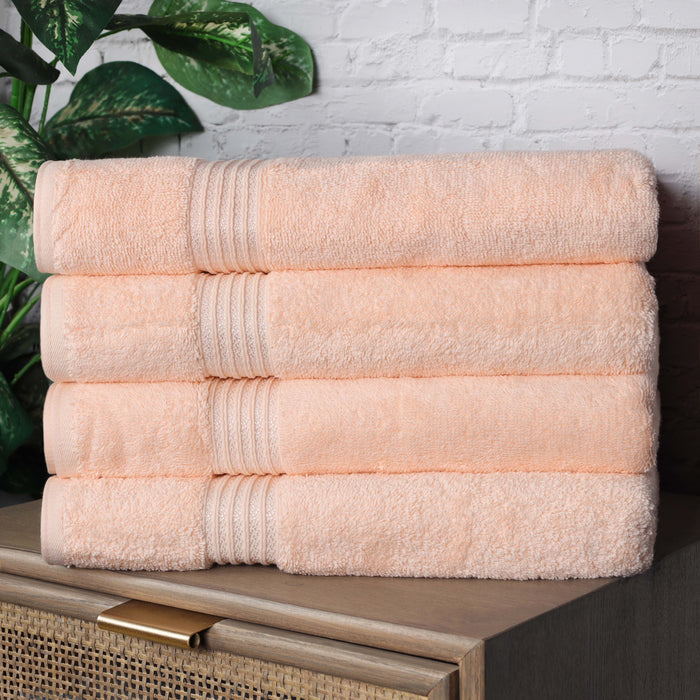 Egyptian Cotton 4 Piece Solid Bath Towel Set - Peach