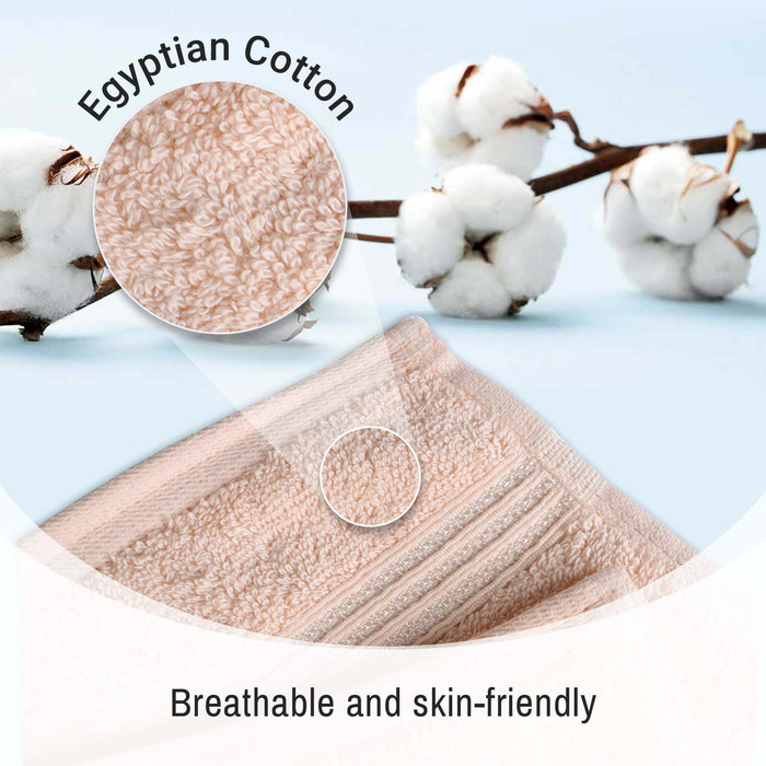 Egyptian Cotton 4 Piece Solid Bath Towel Set - Peach