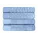 Turkish Cotton Jacquard Herringbone and Solid 4 Piece Bath Towel Set - Pacific Blue