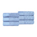 Turkish Cotton Jacquard Herringbone and Solid 6 Piece Hand Towel Set - Pacific Blue