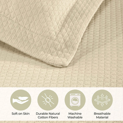 Jacquard Matelassé Cotton Diamond Solitaire Bedspread Set