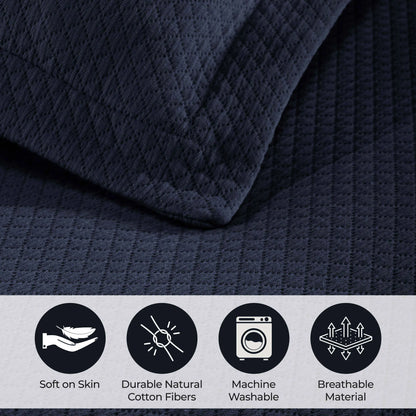 Jacquard Matelassé Cotton Diamond Solitaire Bedspread Set
